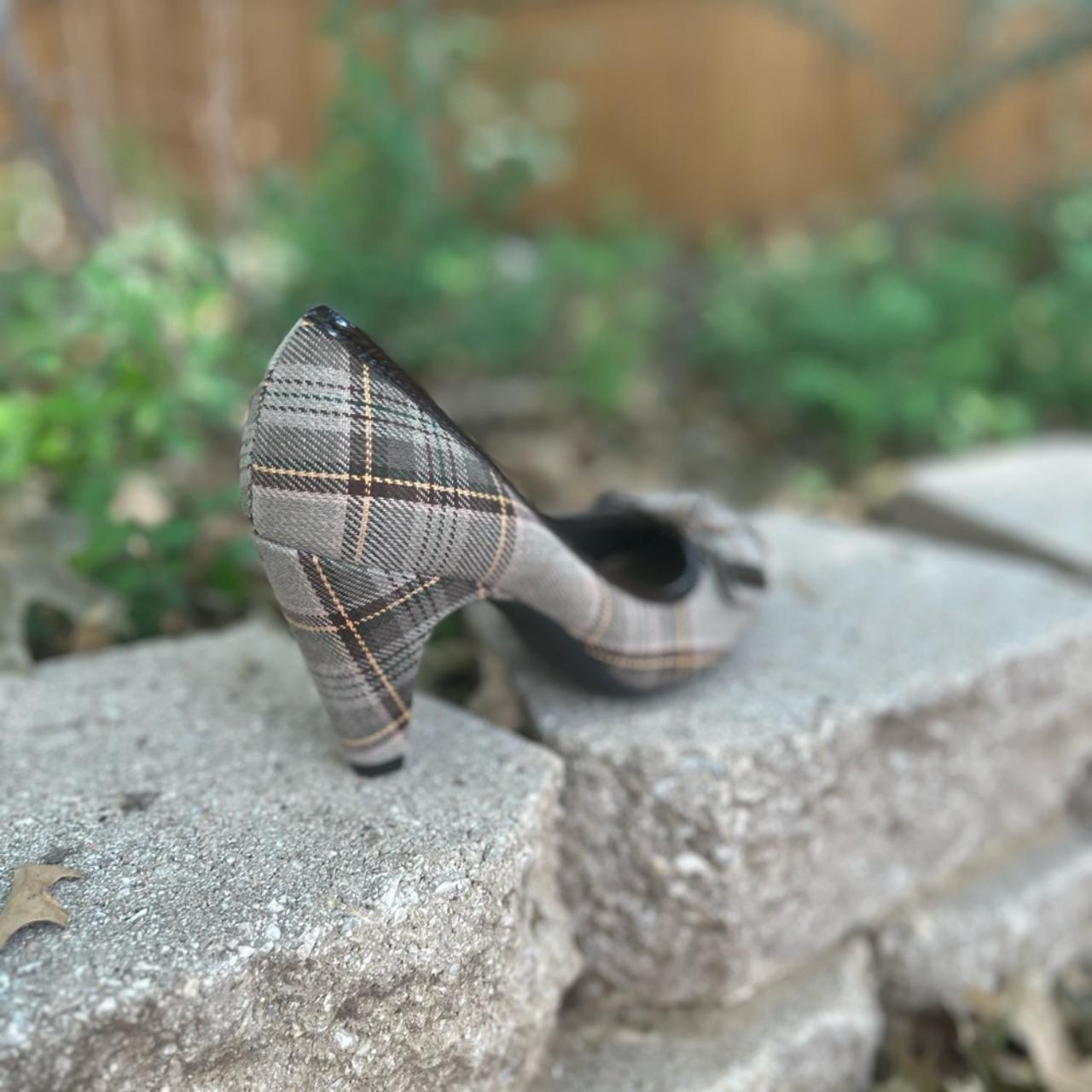 Grey hot sale plaid heels