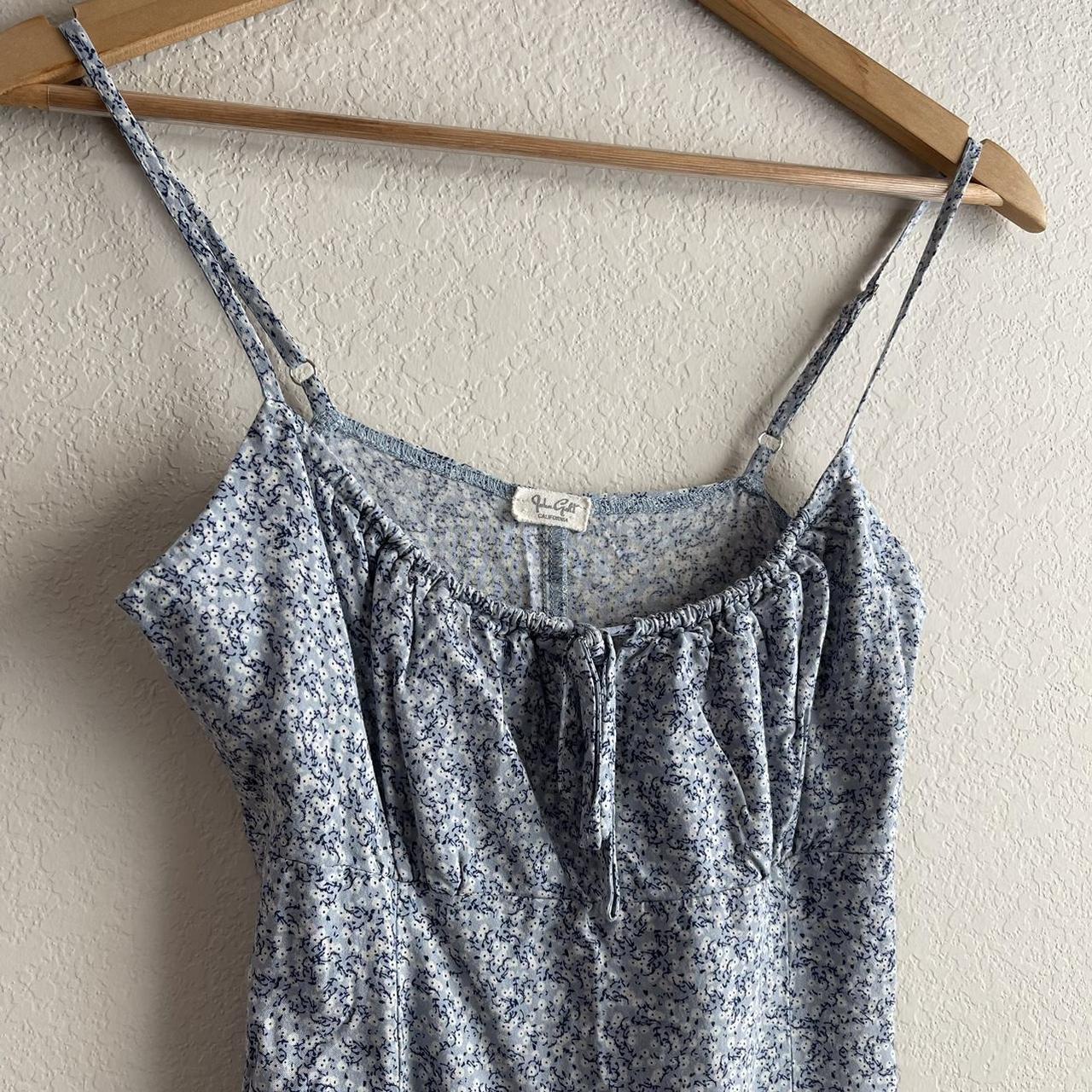 Brandy Melville blue floral mini dress. drawstring... Depop
