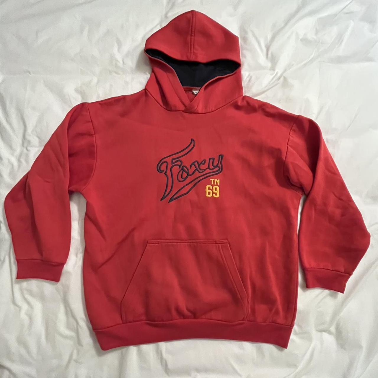 coolest red vintage hoodie “foxy” no tag but fits... - Depop