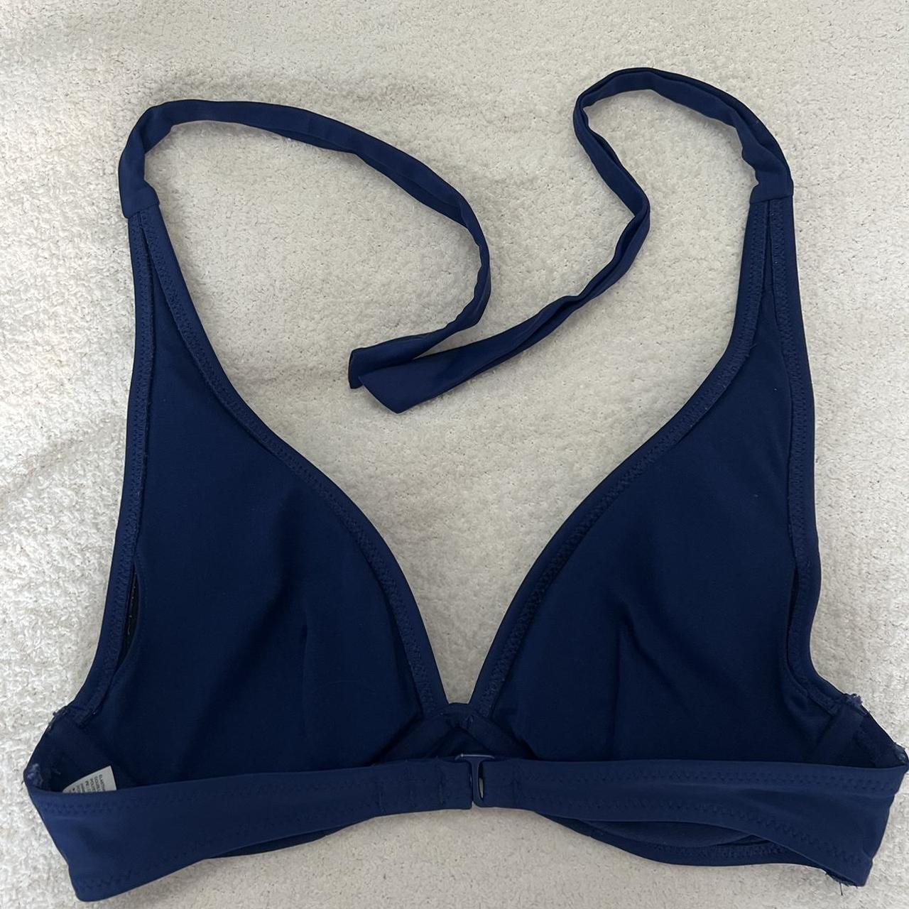 H&M navy blue bikini top Never worn Halter style - Depop