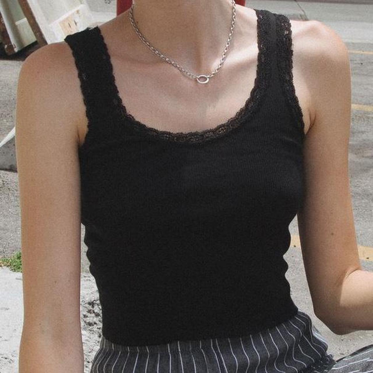 brandy melville black ronnie vest top soft cotton... Depop