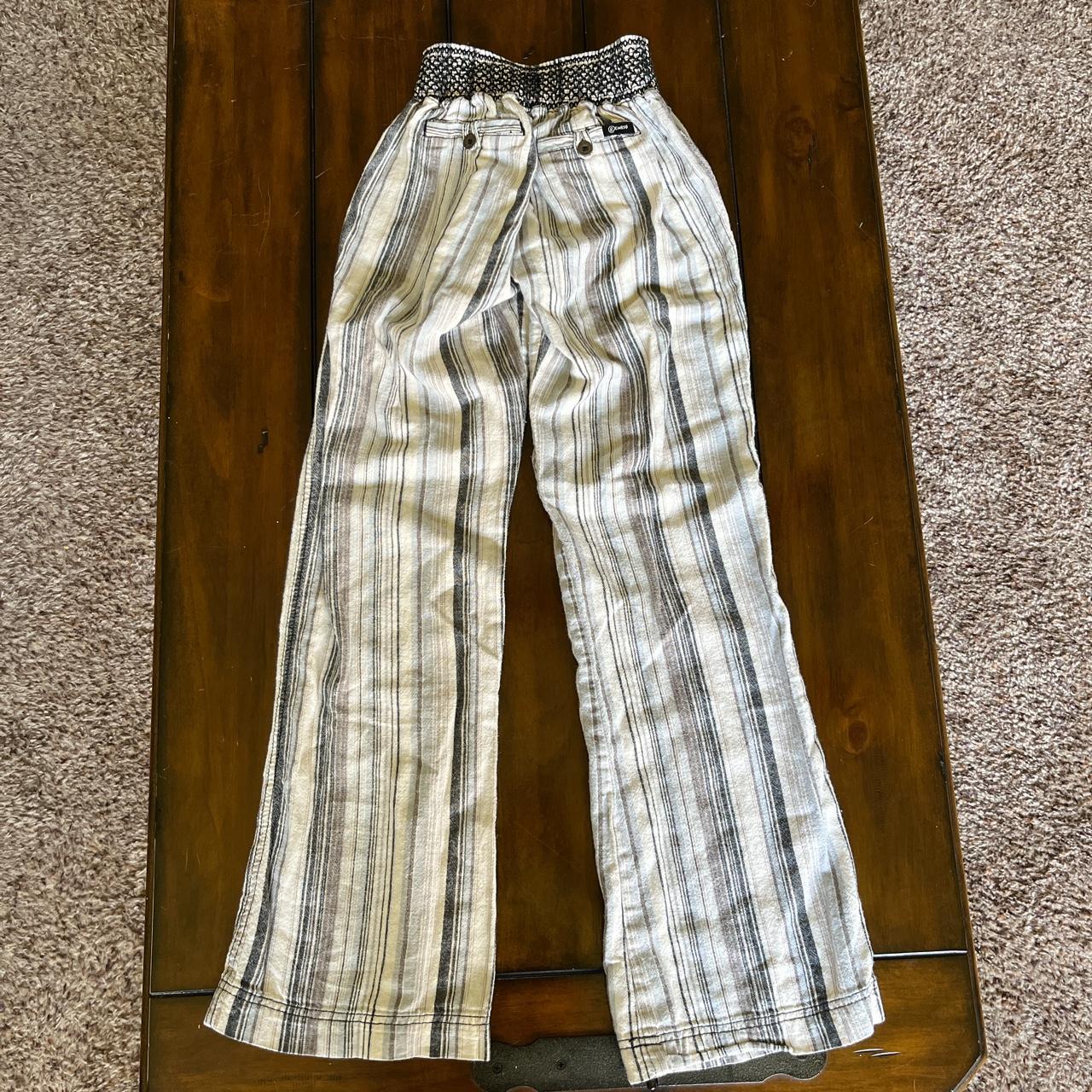 Rewash striped linen pants with elastic... - Depop