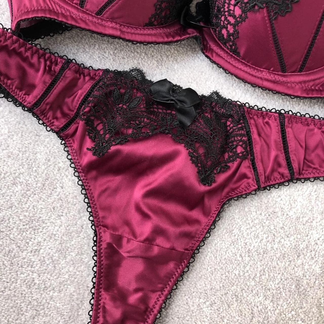 Ann summers black and pink lace bra and underwear... - Depop