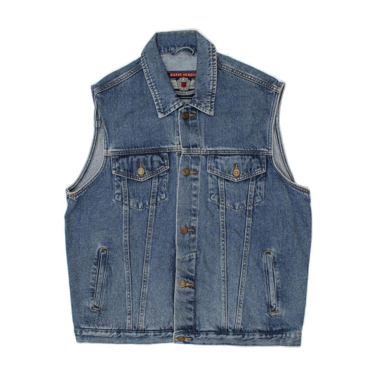 VINTAGE Mens Denim Gilet UK 40 Large Blue. Depop