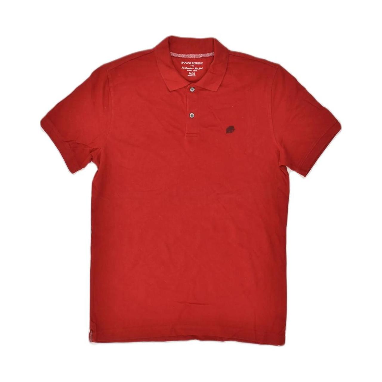 BANANA REPUBLIC Mens Polo Shirt Medium Red Cotton Depop