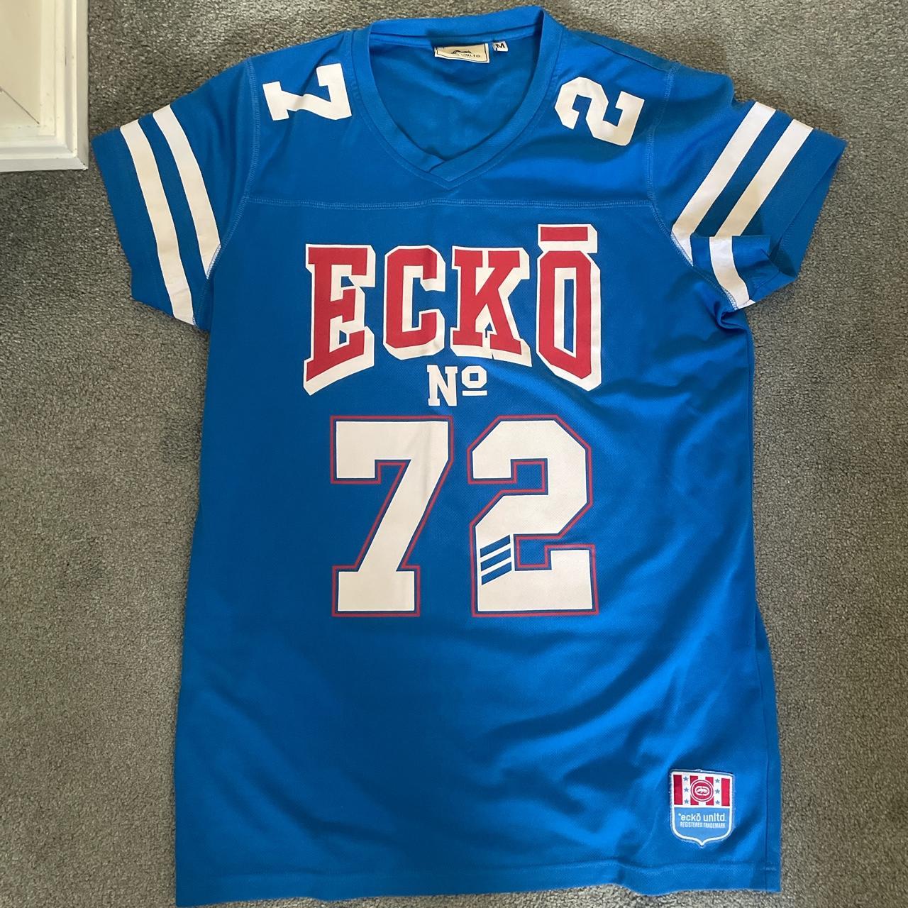 Ecko UnLtd American Football style Jersey in Blue,... Depop