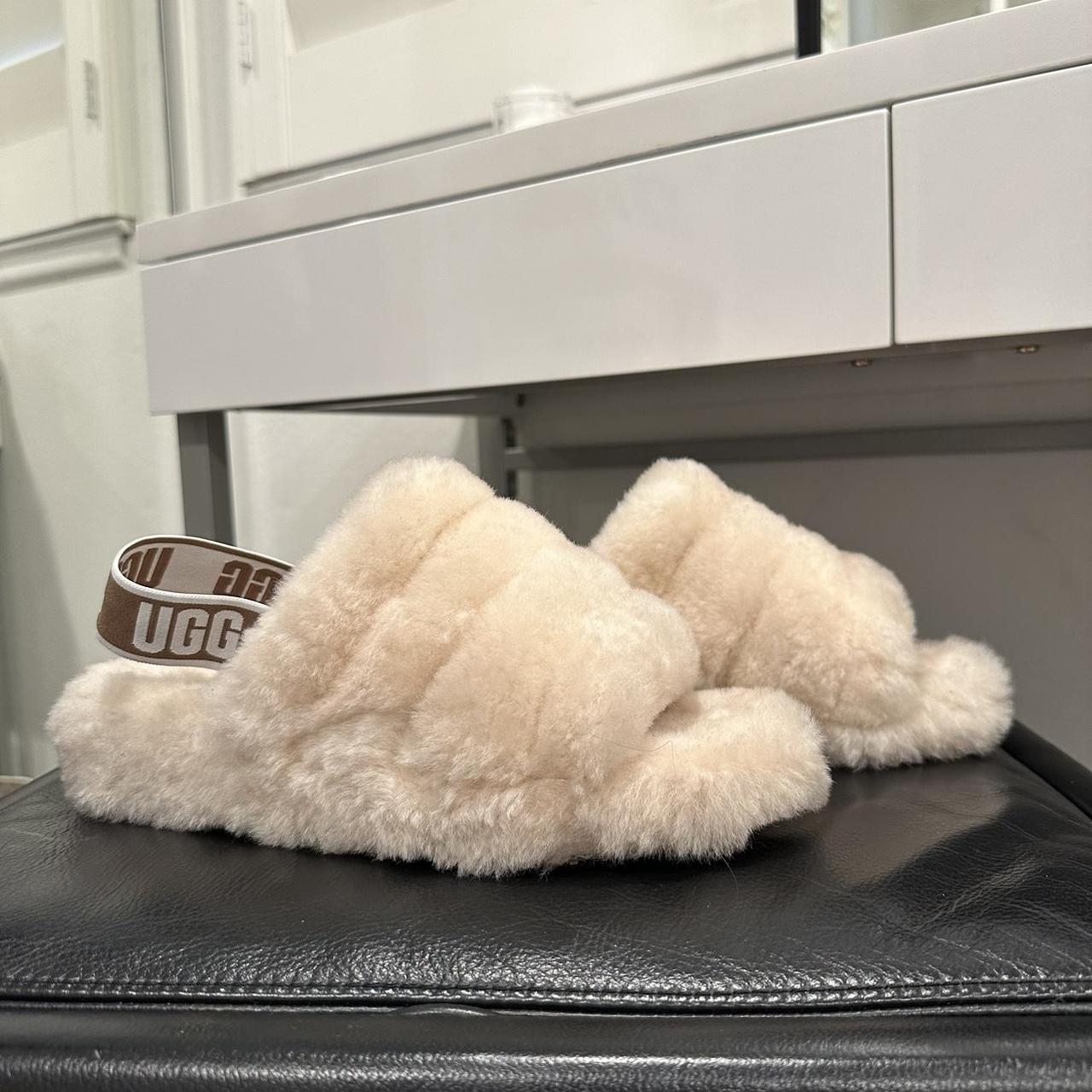 Fuzzy Ugg Slides with Strap. CURRENT PRICE IS LOWEST... - Depop