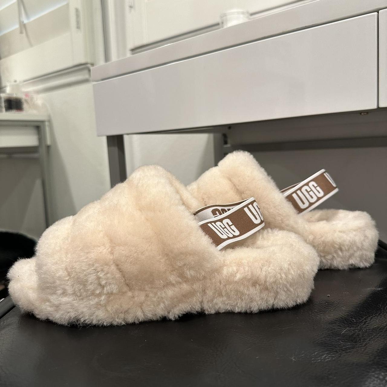 Fuzzy Ugg Slides with Strap. CURRENT PRICE IS LOWEST... - Depop