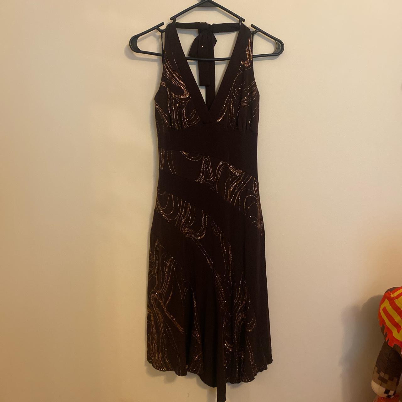 Vintage La Belle Brown Halter Dress - Depop