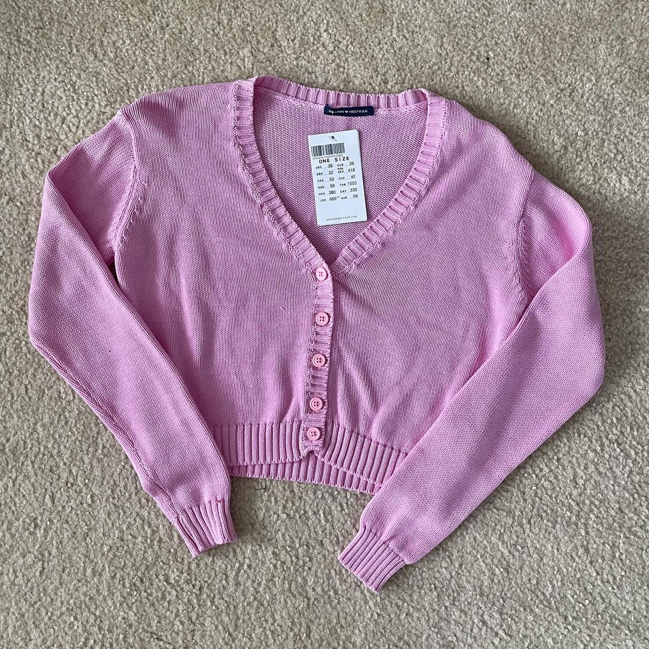 NWT Brandy Melville Pink Billie Sweater Cardigan. Depop