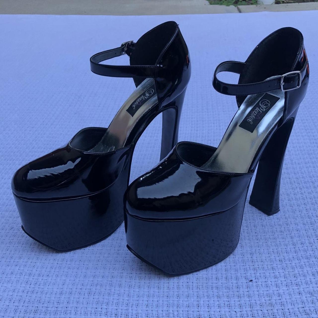 pleaser black patent leather platform heels 🖤 these... - Depop