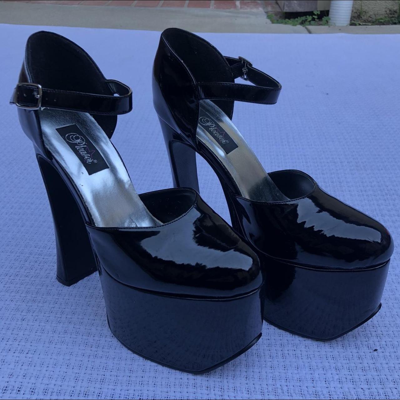 pleaser black patent leather platform heels 🖤 these... - Depop