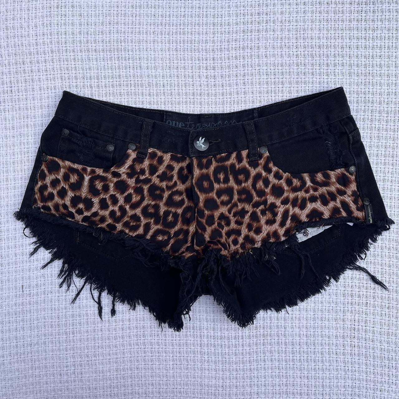 one teaspoon cheetah print black denim shorts 🖤 the... Depop