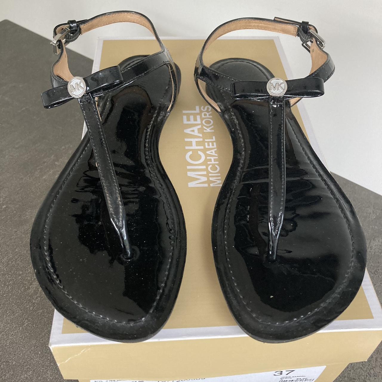 Michael Kors Josie black patent sandals in size 37/... - Depop