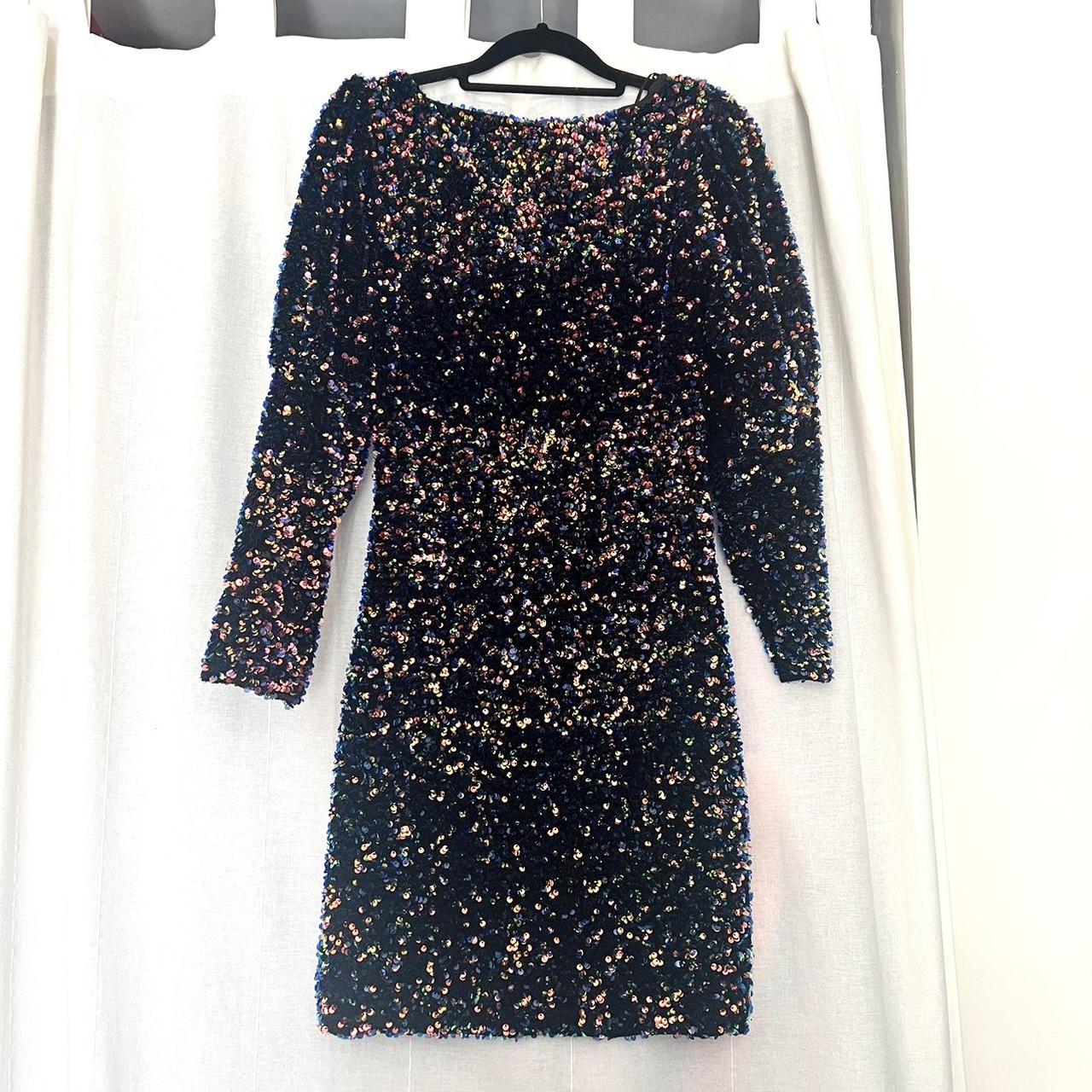 Zara Sequin Long Sleeve Mini Dress Size S. Worn... - Depop