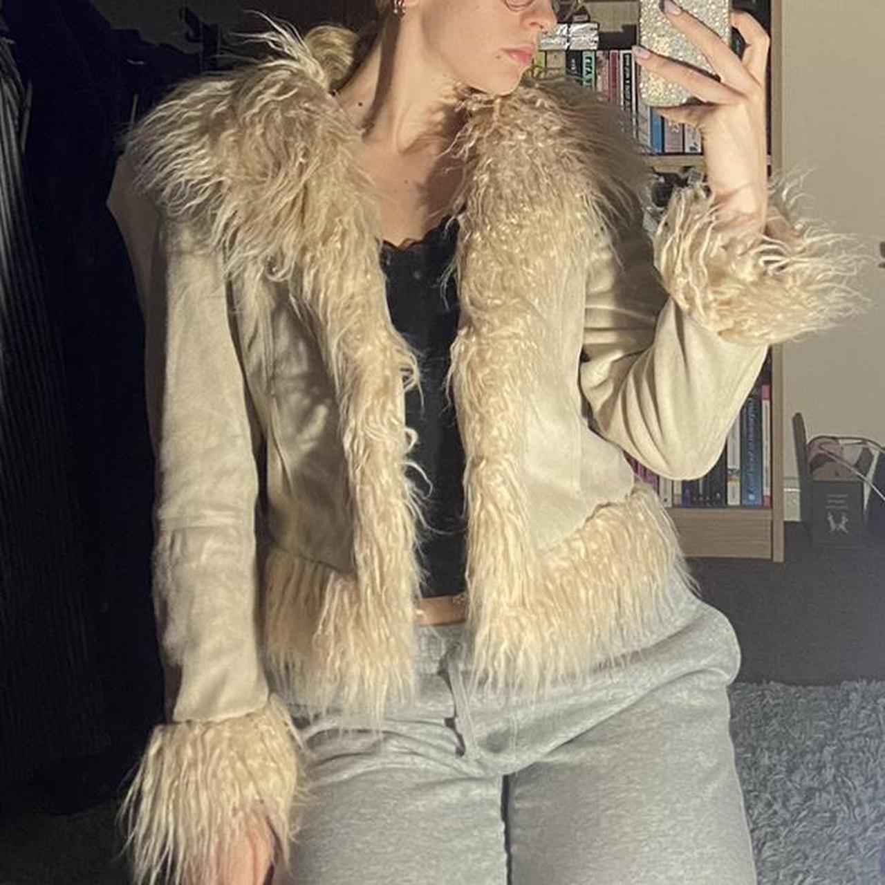 Cream y2k urban outfitters afghan coat