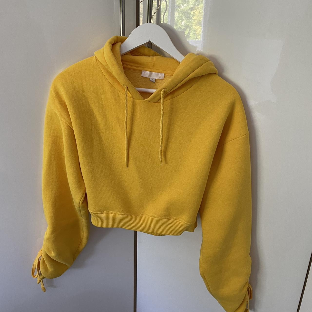 Mustard yellow cropped hoodie hot sale