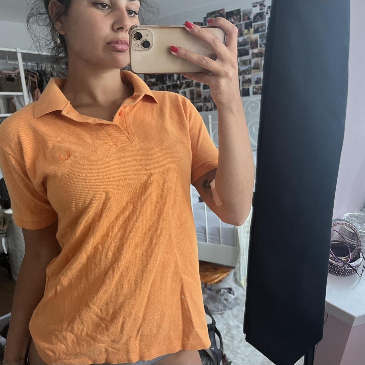 orange Fred Perry polo mens small Depop