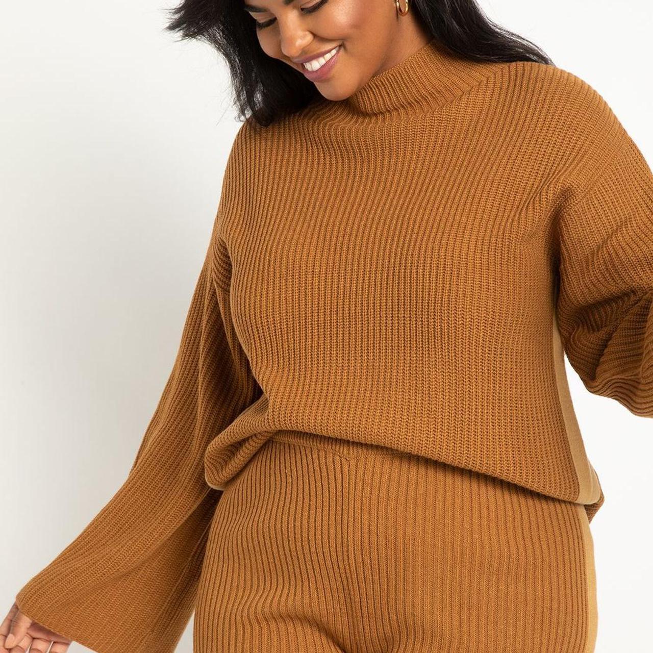 Eloquii Women's Tan and Brown Jumper