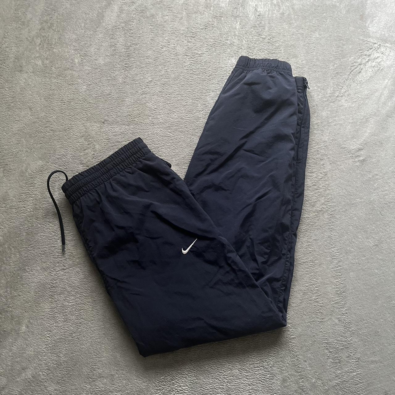 Nike Vintage Shell Trackpant Baggy Bottoms Navy and - Depop