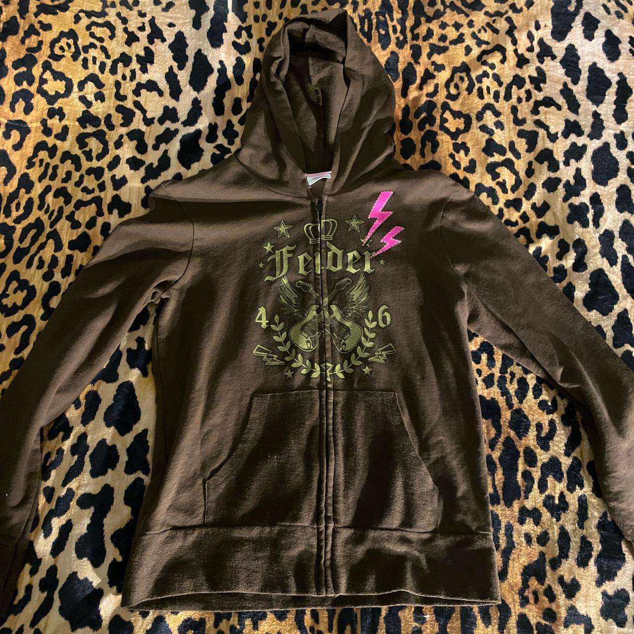 Brown Y2K Fender zipup hoodie y2k fender alt... Depop