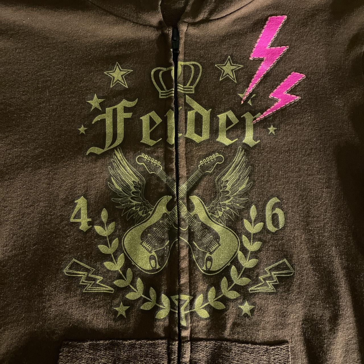 Brown Y2K Fender zipup hoodie y2k fender alt... Depop