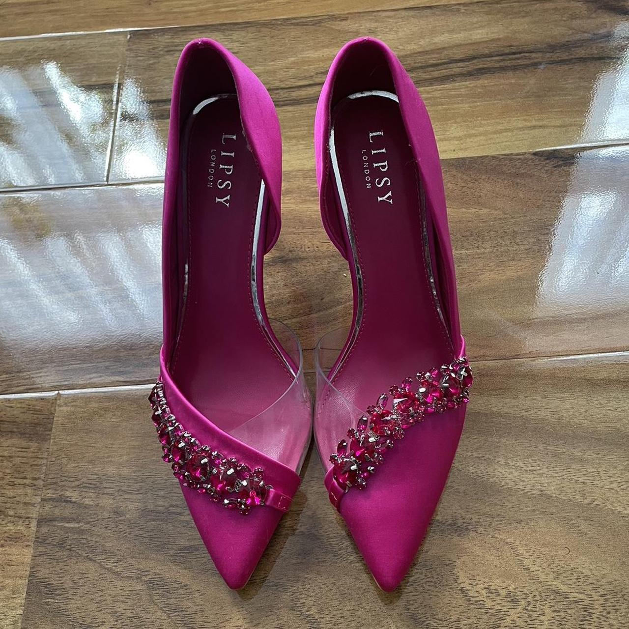 BNWT Lipsy London Pink Satin embellished heels Depop