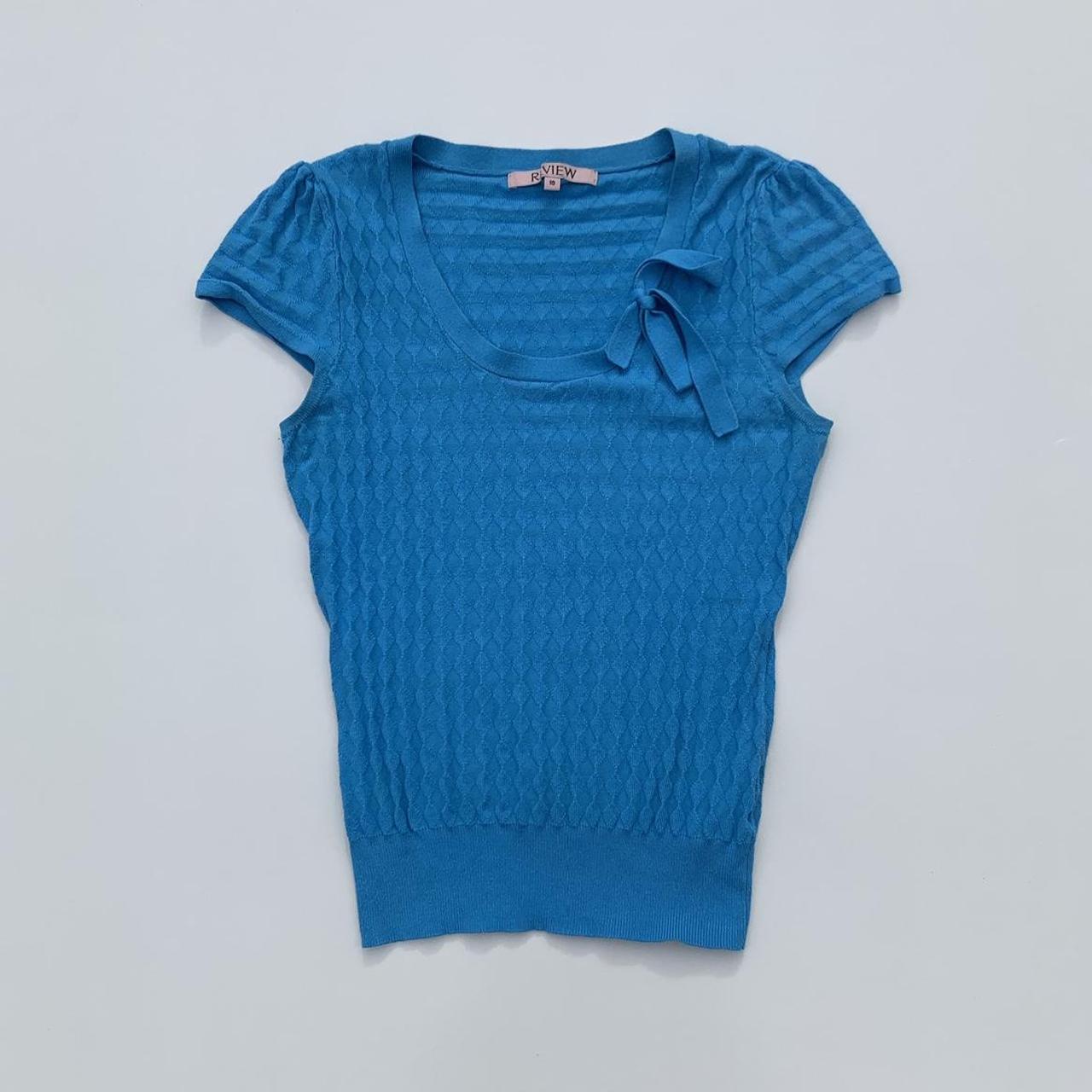 Vintage 00s blue diamond pattern knit... Depop