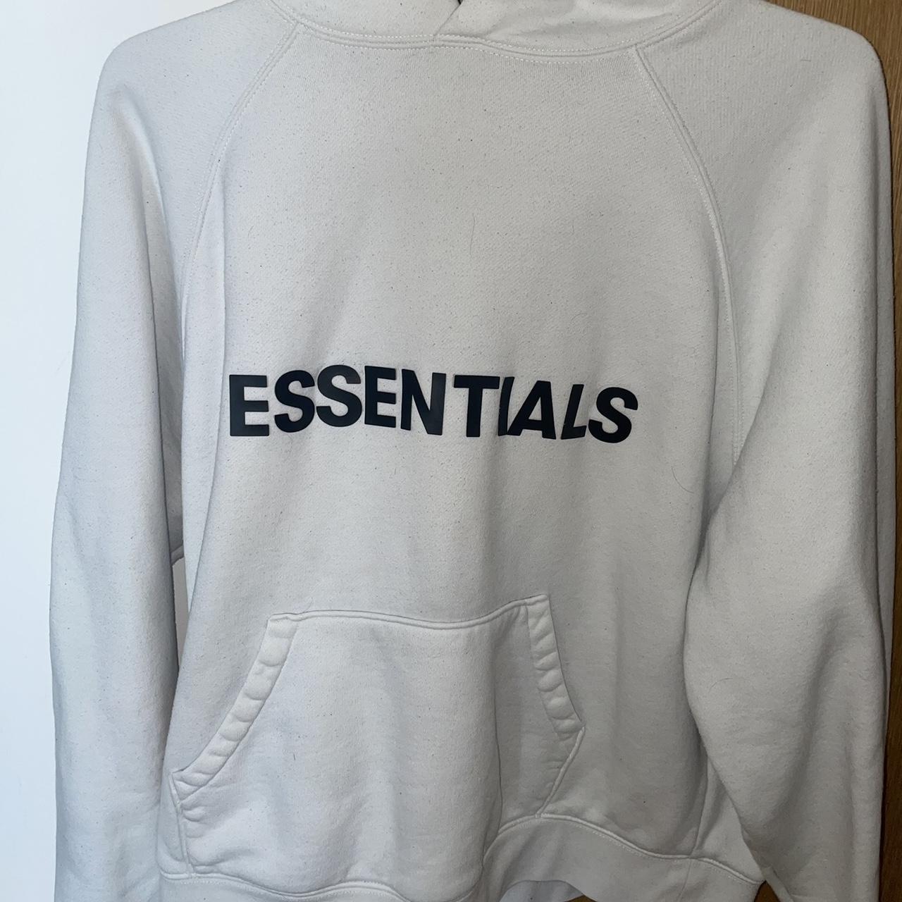 Essentials - Fear of God White Hoodie Wearing to... - Depop