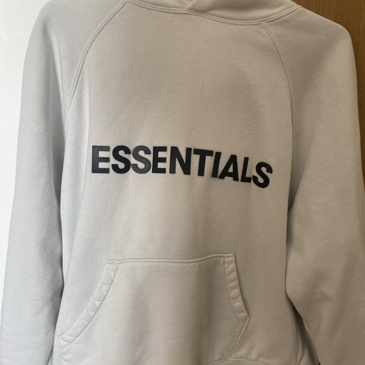 Essentials - Fear of God White Hoodie Wearing to... - Depop