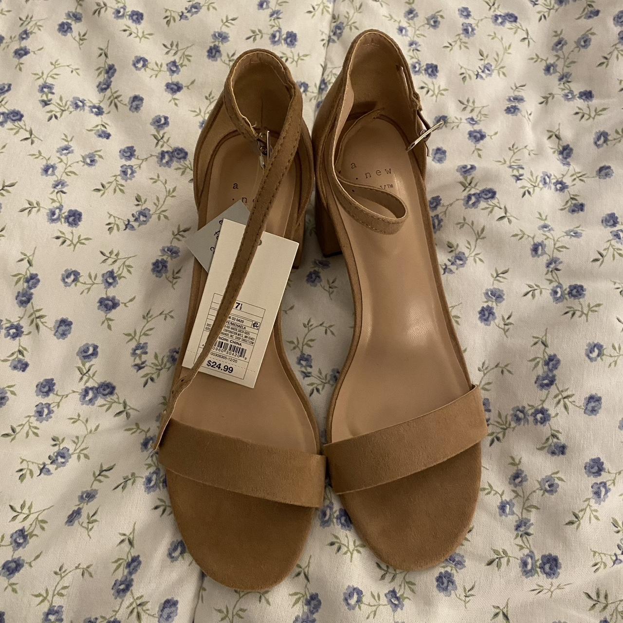 A New Day Women's Tan and Cream Sandals | Depop