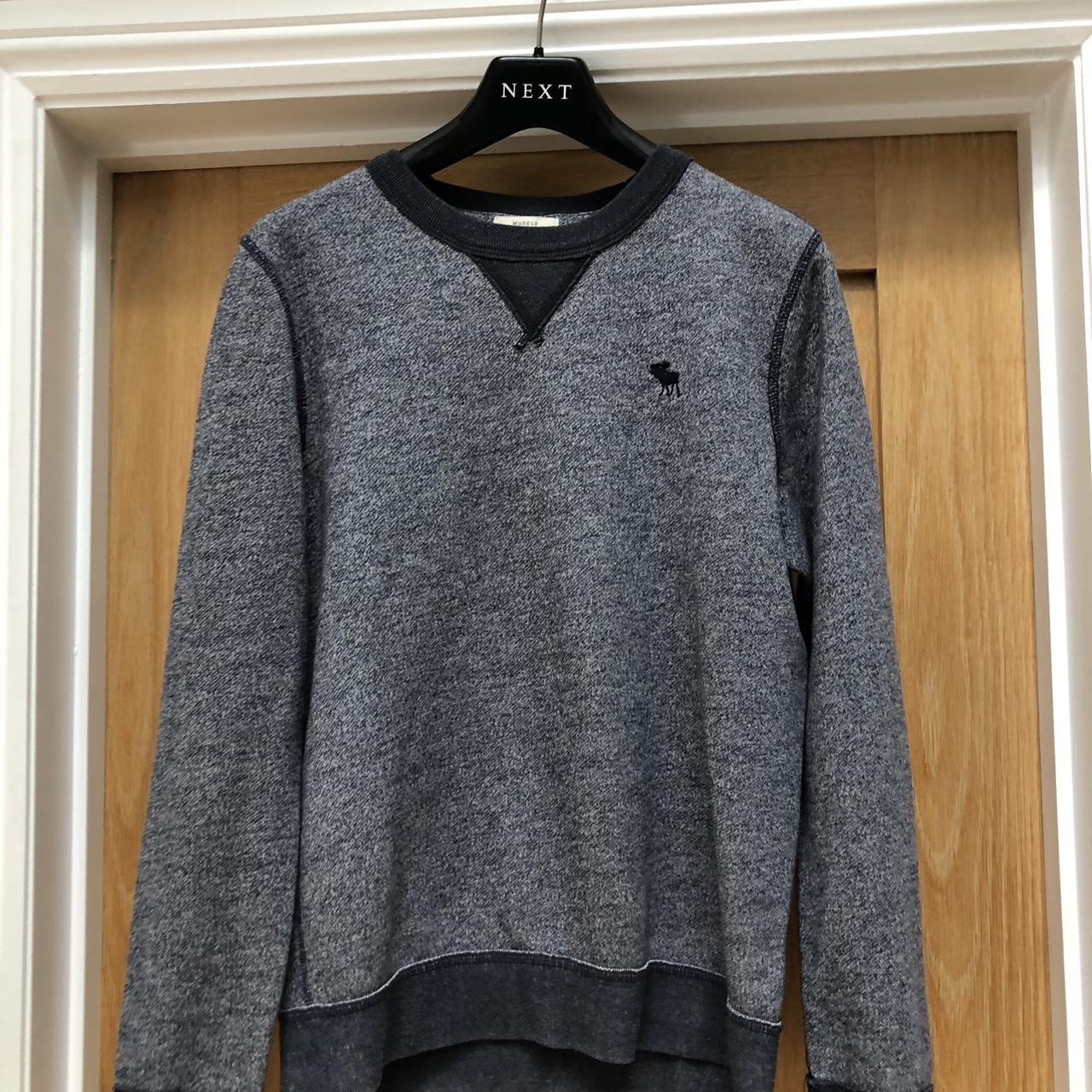 Abercrombie & Fitch men’s jumper Navy & grey Size M... Depop