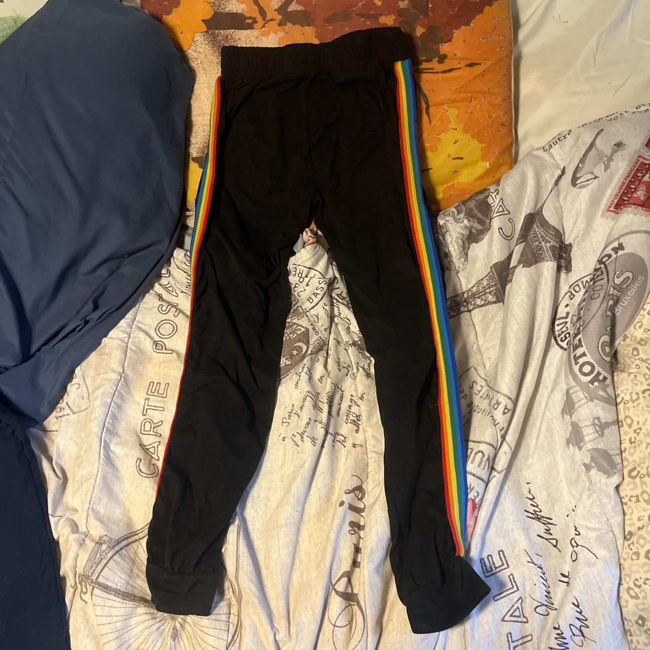 Black sweatpants best sale with rainbow stripe