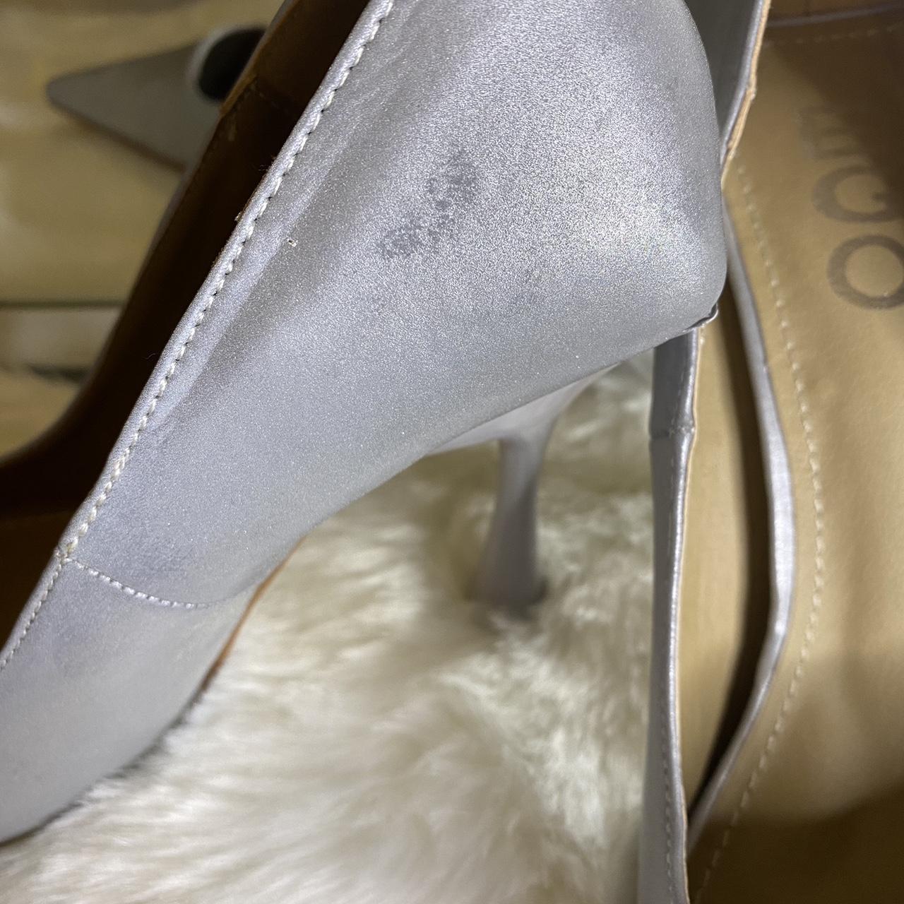 Reflective Silver Heels Pointed court heel Size 3... - Depop