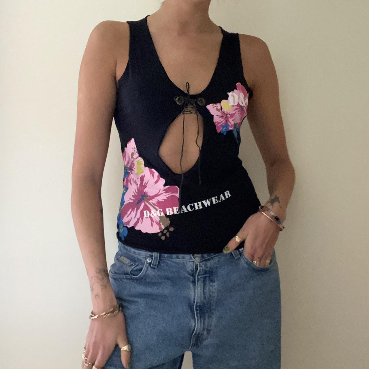 Dandg Dolce And Gabbana Beachwear Cut Out Detail Cami Depop