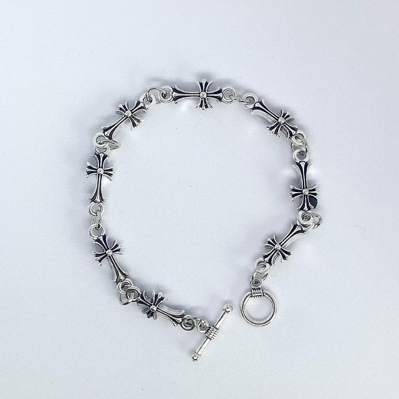 Chrome - Multi Cross Hearts Bracelet Material -... - Depop