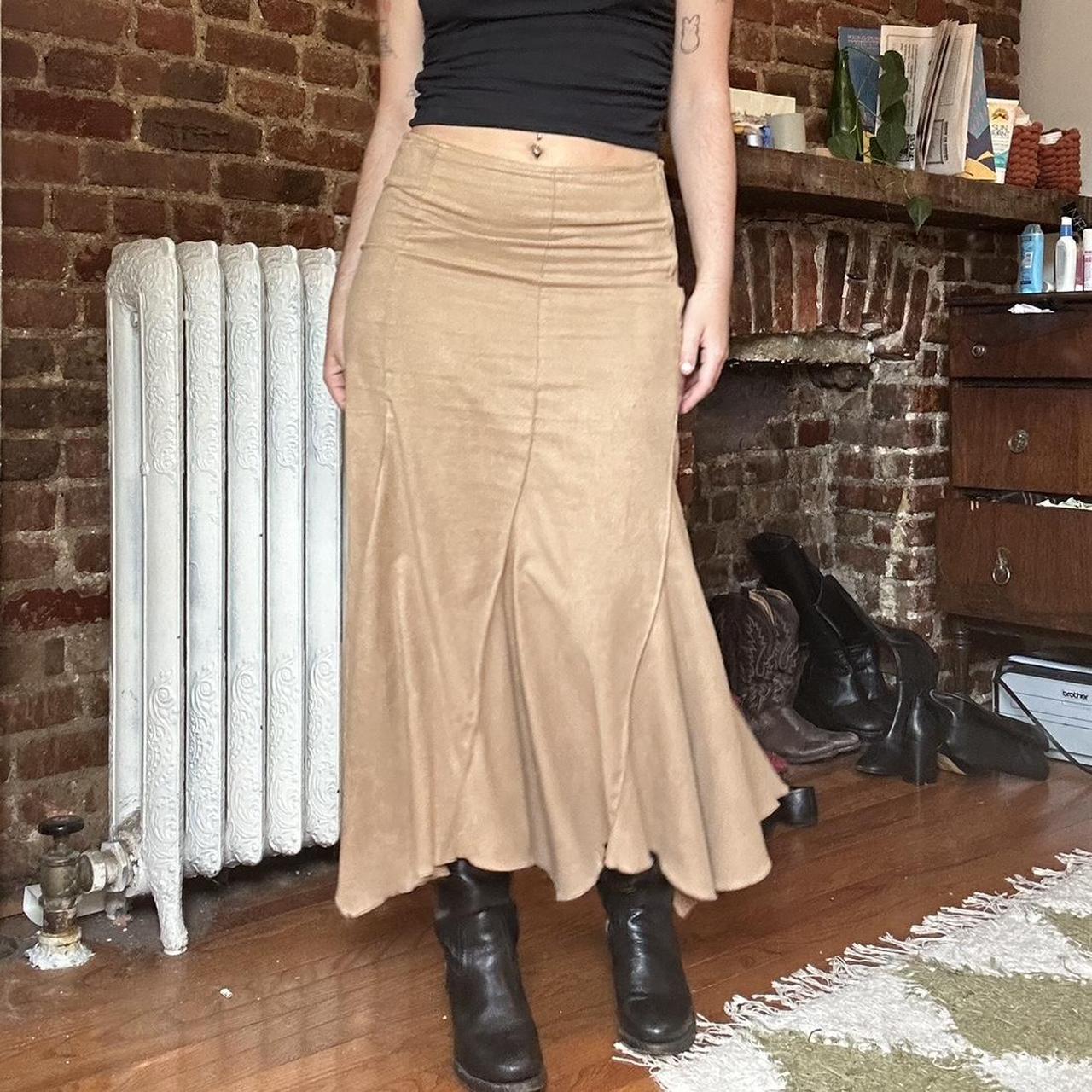 Brown beige suede skirt hotsell