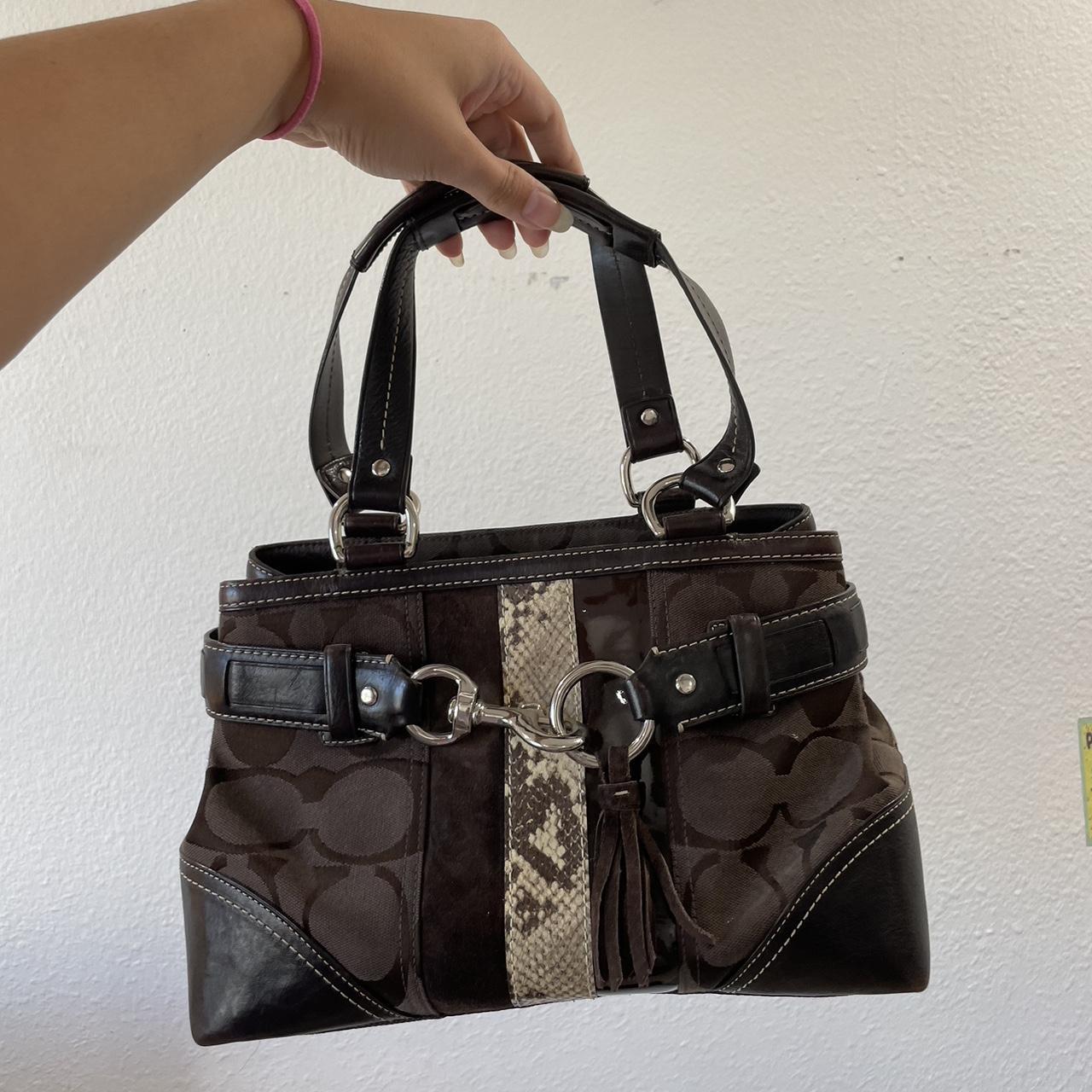 Coach - Brown Leather Large Purse Shoulder Bag Multi Pockets | eBay
