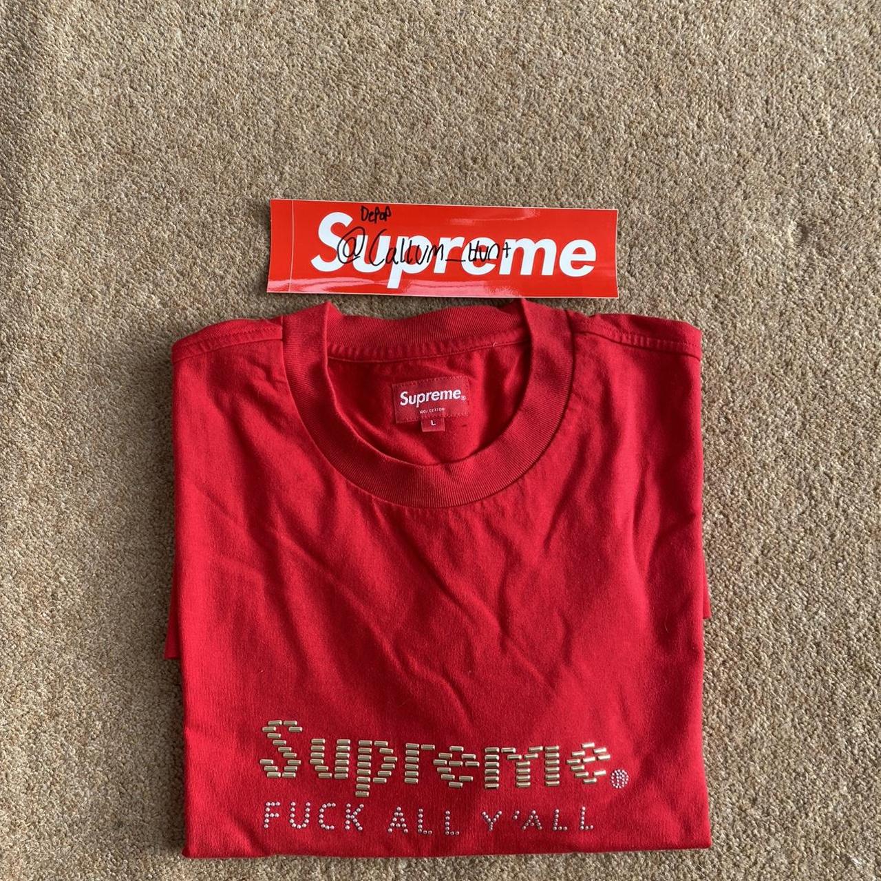 Supreme / Swarovski Box Logo Tee Red / Red - Depop