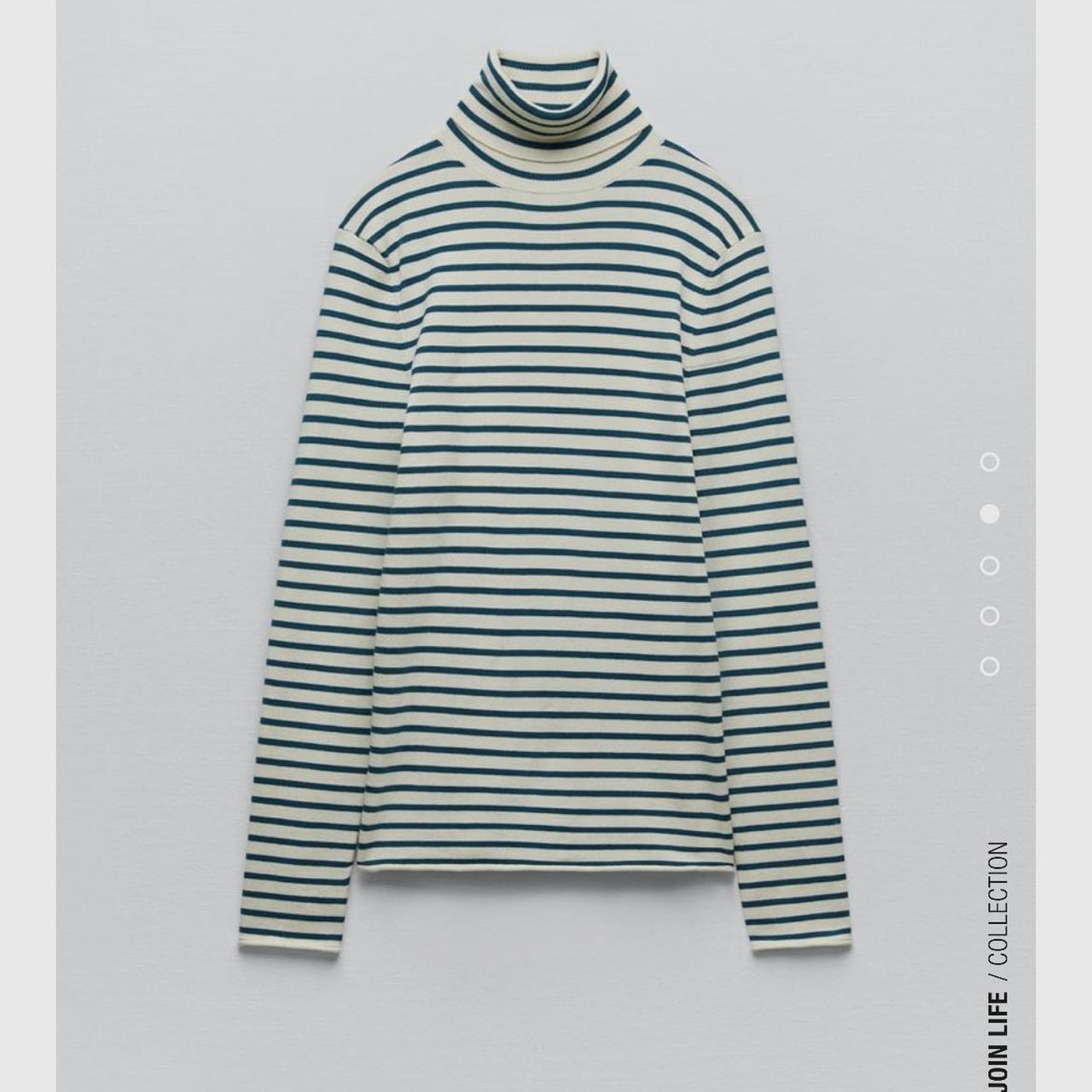Zara green stripe turtle neck Worn a handful of... Depop