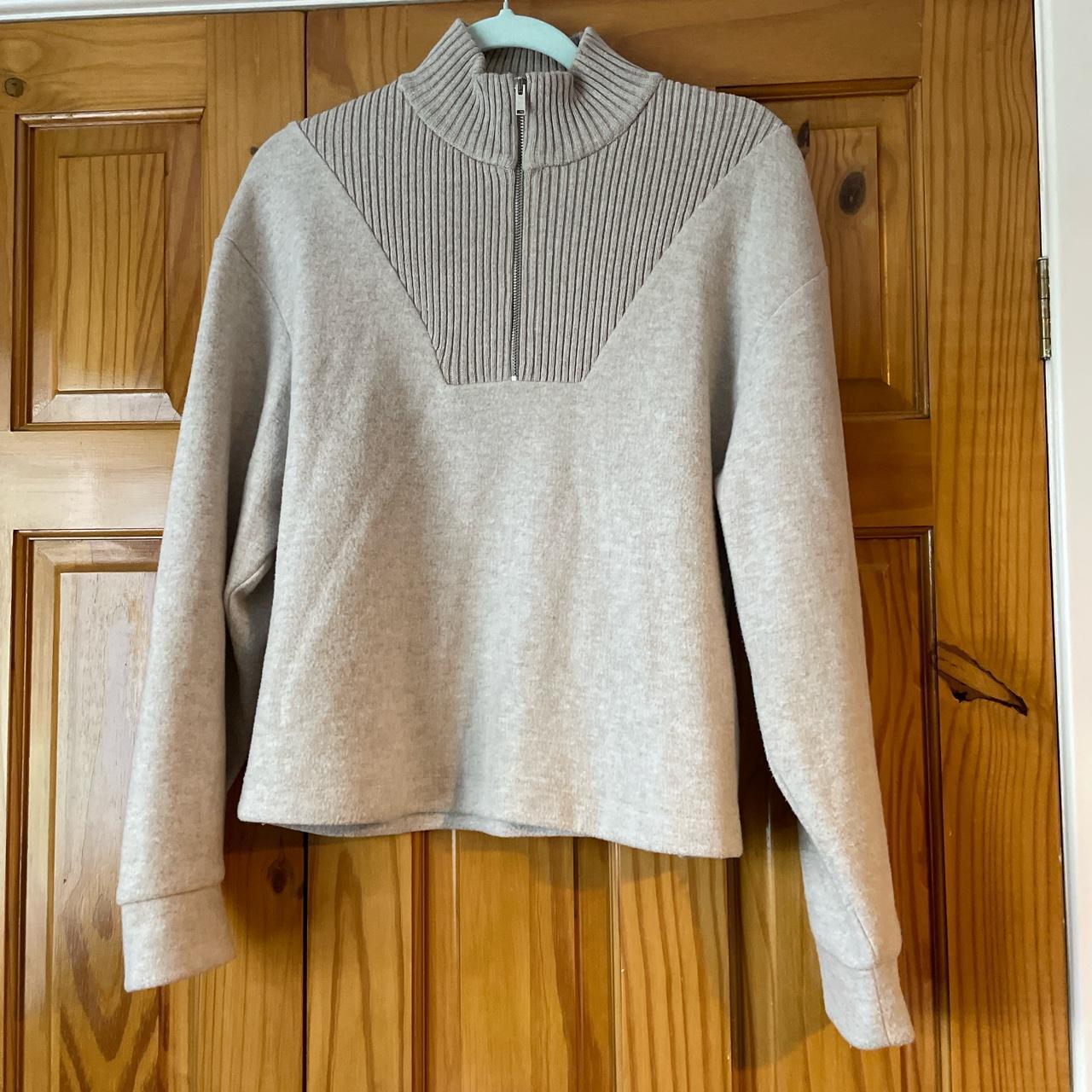 Zara quarter zip beige sweatshirt jumper in a Depop