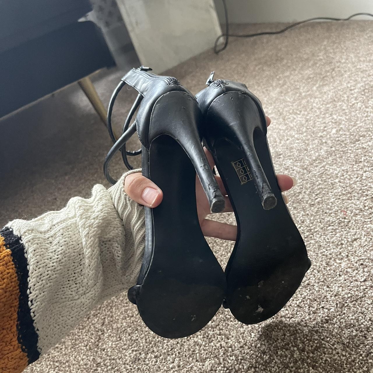 Missguided black three strap heels - size 5 - good... - Depop