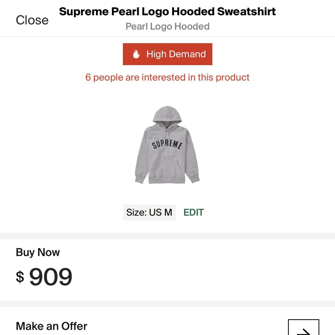 Supreme logo pearl gray and navy hoodie sweatshirt...