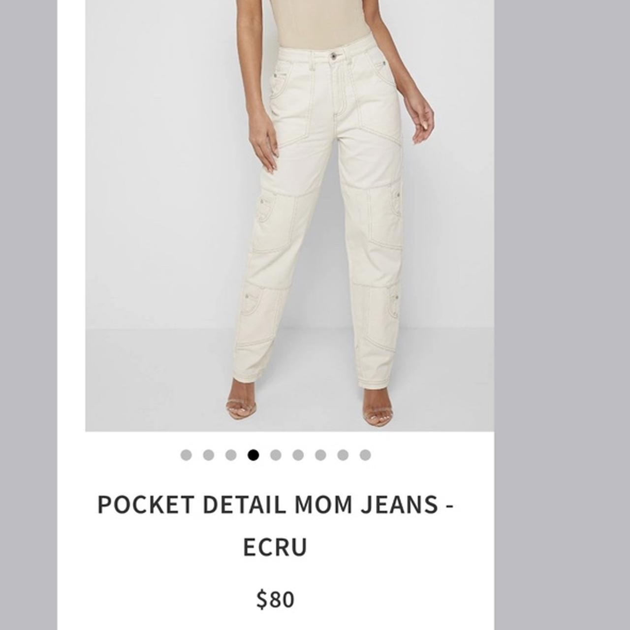 Cream Mom Jeans Details Pocket detail Loose... Depop