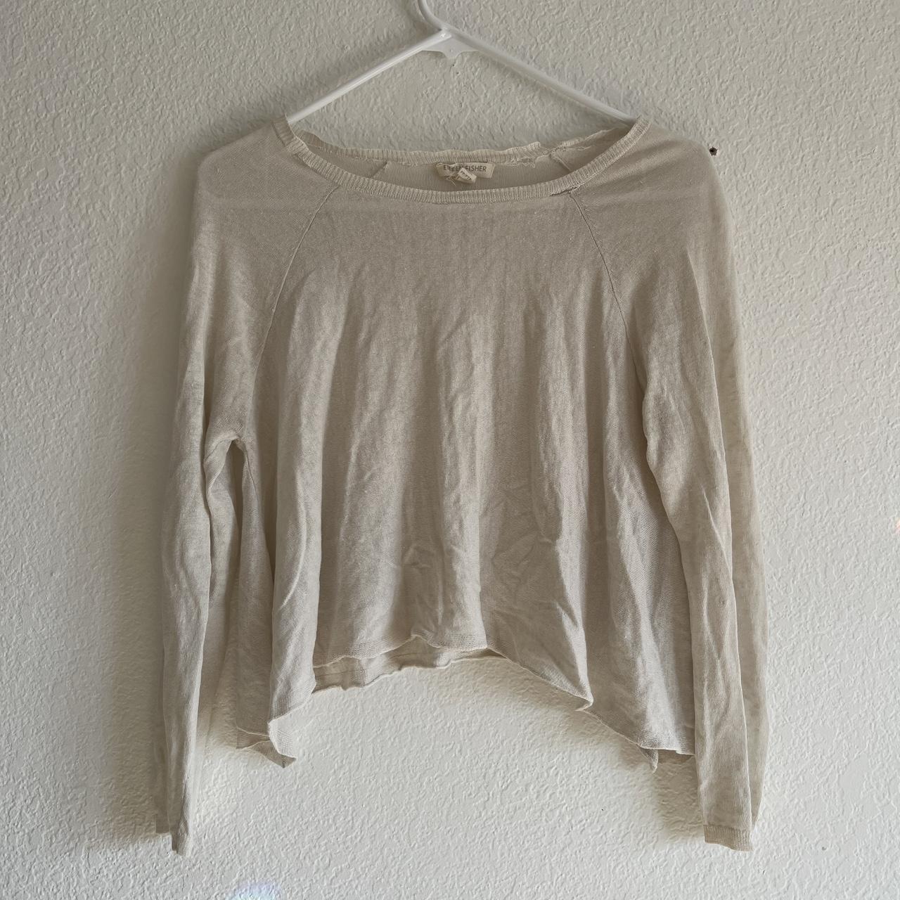 Eileen Fisher Women's White and Cream Shirt | Depop