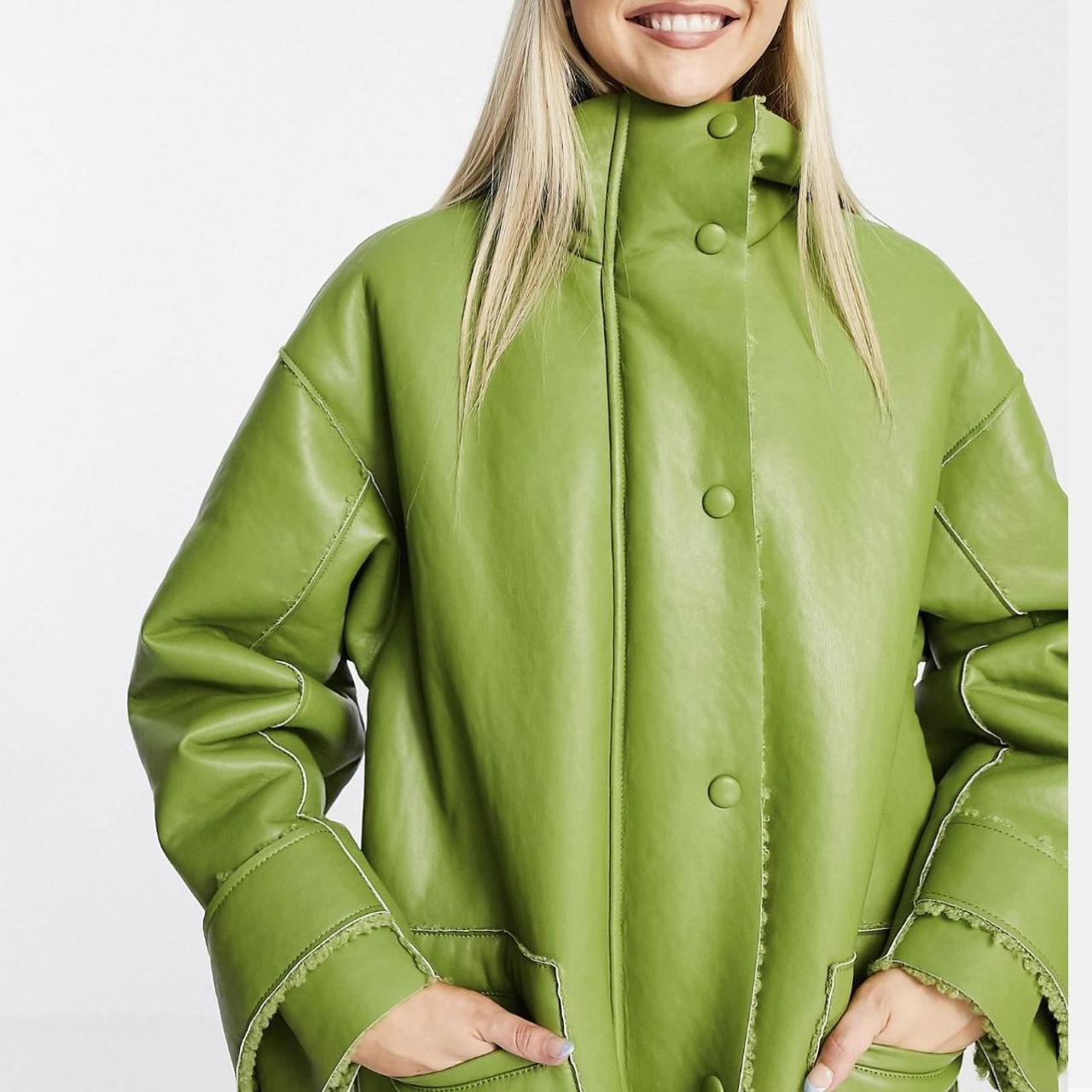 Collusion longline faux leather aviator Depop