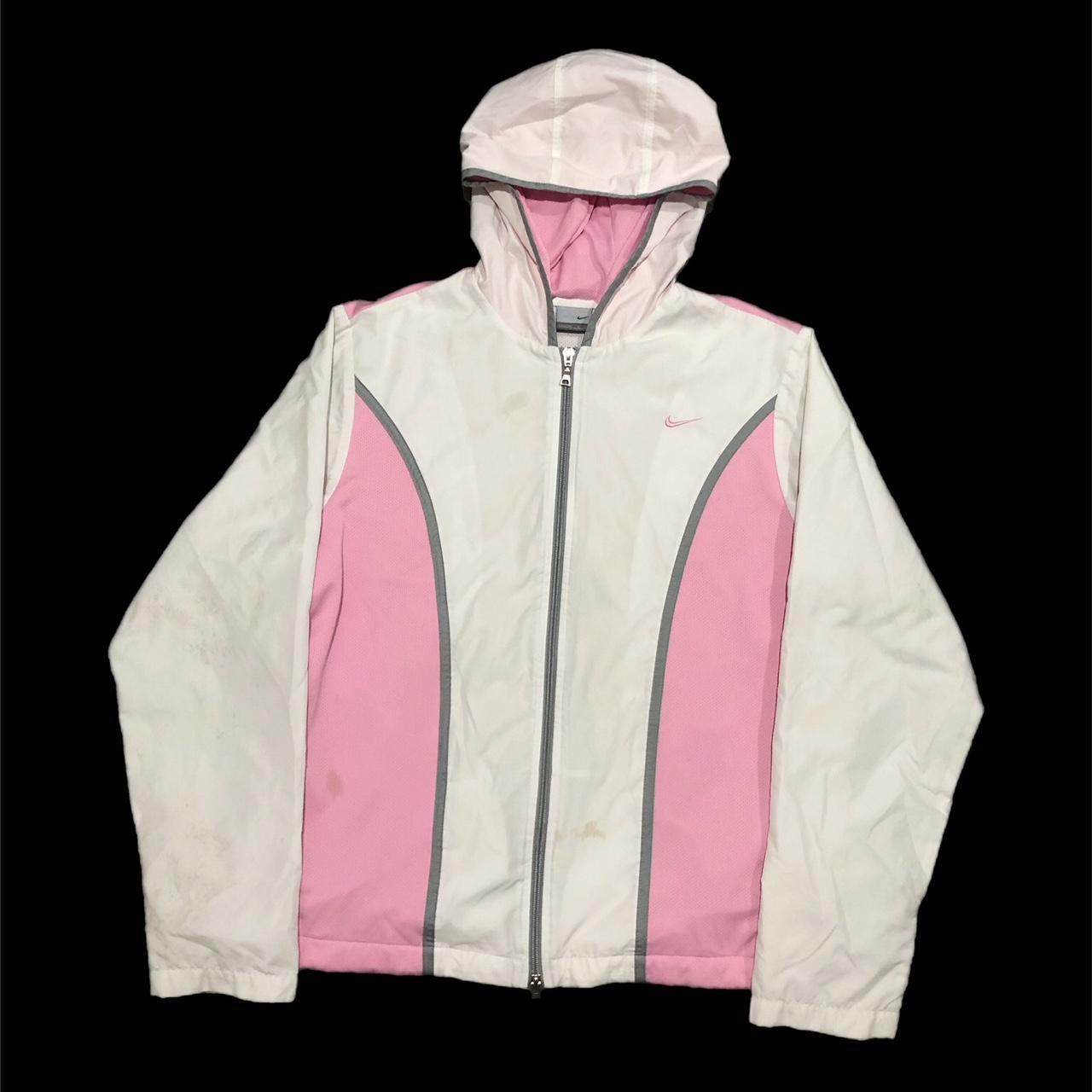 Pink and white nike windbreaker sale