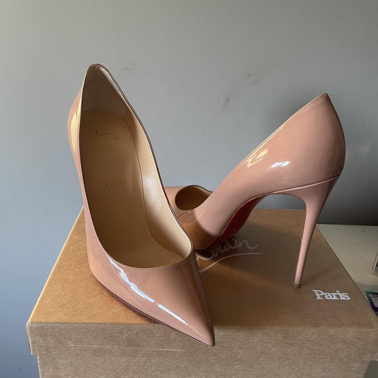 CHRISTIAN LOUBOUTINS SIZE 7 IN BOX Kate patent nude... Depop