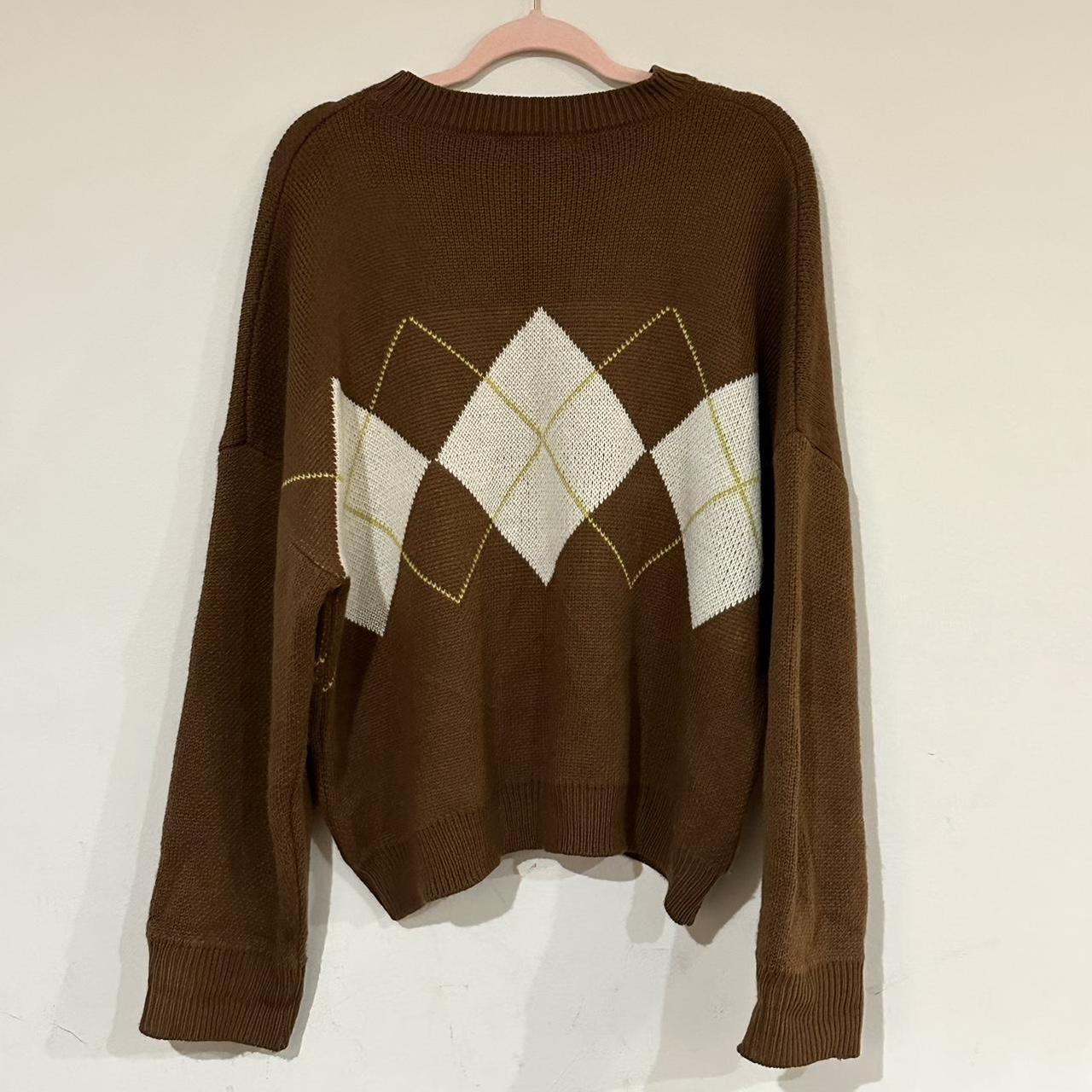 Loose Threads Women's Brown and Cream Jumper