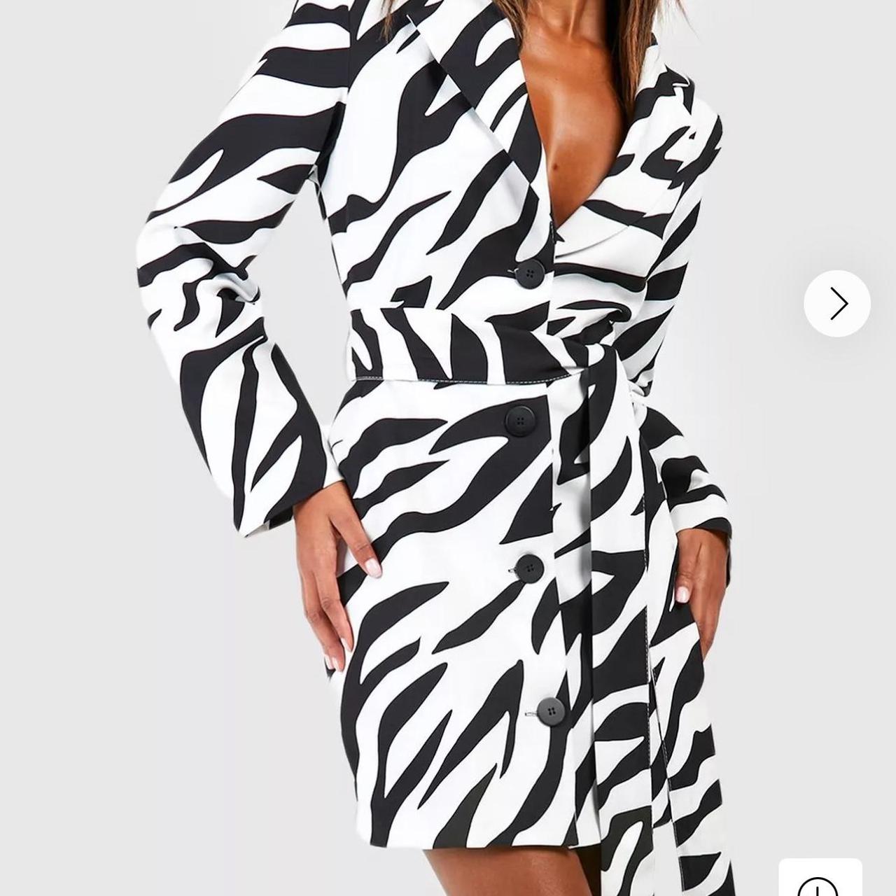 Boohoo zebra print blazer dress in size